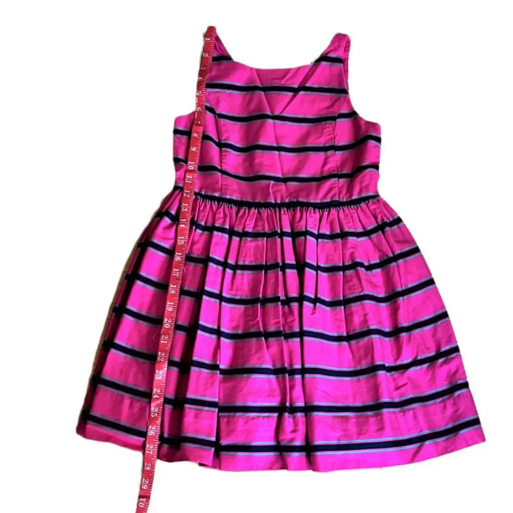 Girl's Ralph Lauren Pink Striped Sleeveless Button-Down Back Dress, Size 8